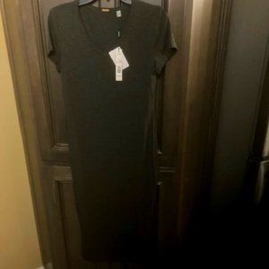 T. Tahari Modal V-Neck Short Sleeve Heather Charcoal Dress